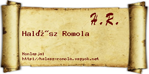 Halász Romola névjegykártya
